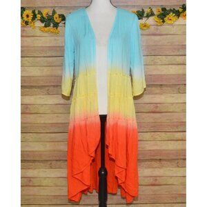 Soft Surroundings Topper Ombre Artsy Boho Tiered Size PXS Open Front Cover Up